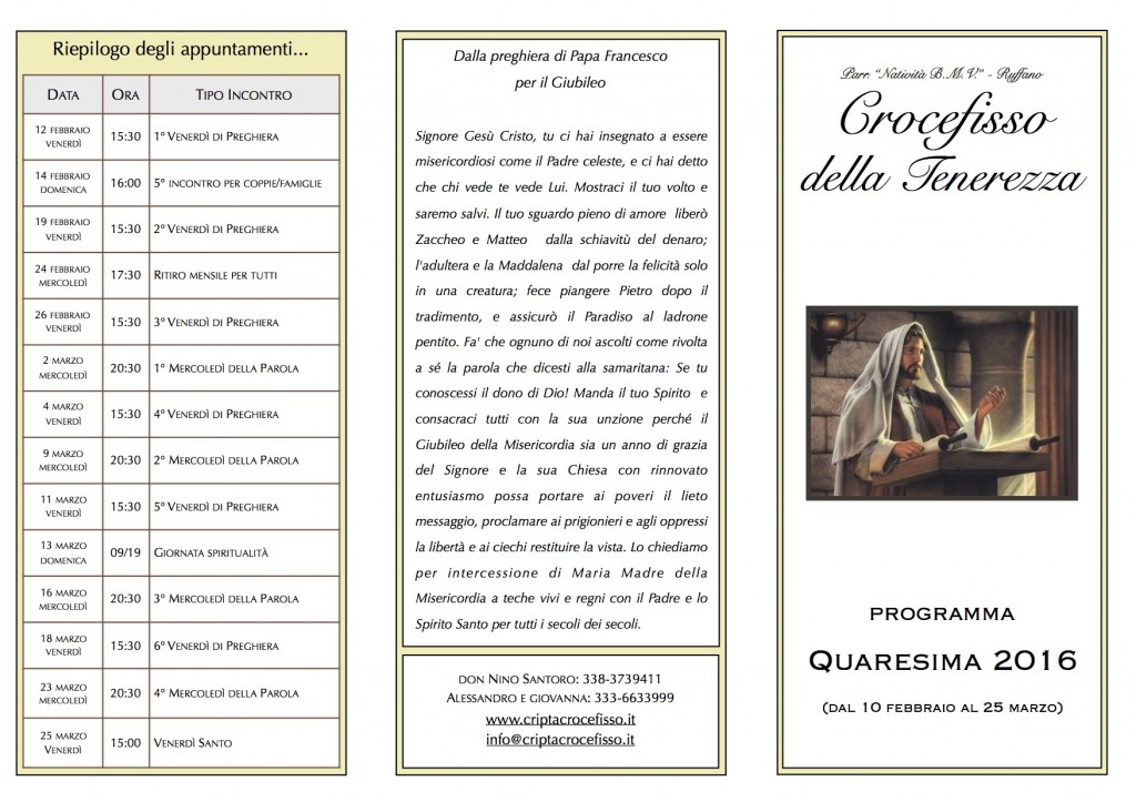Programma quaresima 2016